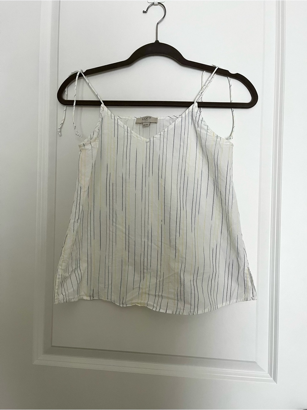 LOFT Cream and Navy Striped Spaghetti Strap Camisole